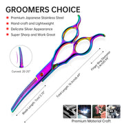 FnLune 6.5 Colour Pet Curved Tooth Clippers Curved Clippers Pet Trimming Clippers Thinning Clippers - FnLune