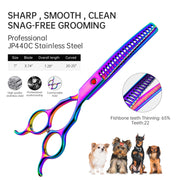FnLune 6.5 Colour Pet Curved Tooth Clippers Curved Clippers Pet Trimming Clippers Thinning Clippers - FnLune