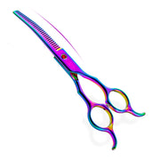 FnLune 6.5 Colour Pet Curved Tooth Clippers Curved Clippers Pet Trimming Clippers Thinning Clippers - FnLune