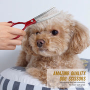 FnLune 6.5 Handle Half Red Fishbone Curved Tooth Clipper Curved Clipper Pet Grooming - FnLune