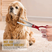 FnLune 6.5 Handle Half Red Fishbone Curved Tooth Clipper Curved Clipper Pet Grooming - FnLune