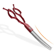 FnLune 6.5 Handle Half Red Fishbone Curved Tooth Clipper Curved Clipper Pet Grooming - FnLune
