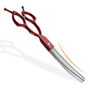 FnLune 6.5 Handle Half Red Fishbone Curved Tooth Clipper Curved Clipper Pet Grooming - FnLune