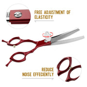 FnLune 6.5 Handle Half Red Fishbone Curved Tooth Clipper Curved Clipper Pet Grooming - FnLune