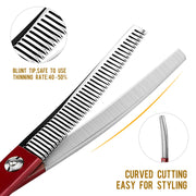 FnLune 6.5 Handle Half Red Fishbone Curved Tooth Clipper Curved Clipper Pet Grooming - FnLune