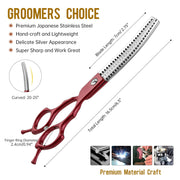 FnLune 6.5 Handle Half Red Fishbone Curved Tooth Clipper Curved Clipper Pet Grooming - FnLune