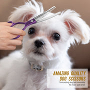 FnLune 6.5 Purple Handle Half Purple Fishbone Bent Tooth Scissors - FnLune