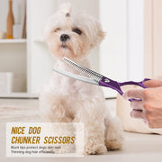 FnLune 6.5 Purple Handle Half Purple Fishbone Bent Tooth Scissors - FnLune