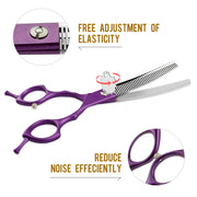 FnLune 6.5 Purple Handle Half Purple Fishbone Bent Tooth Scissors - FnLune