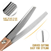 FnLune 6.5 Semi - Golden Fishbone Bent Tooth Scissors Pet - FnLune