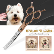 FnLune 6.5 Semi - Golden Fishbone Bent Tooth Scissors Pet - FnLune