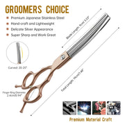 FnLune 6.5 Semi - Golden Fishbone Bent Tooth Scissors Pet - FnLune