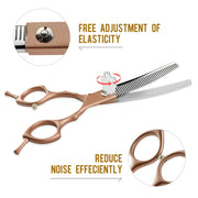 FnLune 6.5 Semi - Golden Fishbone Bent Tooth Scissors Pet - FnLune