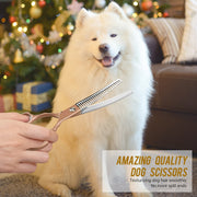 FnLune 6.5 Semi - Golden Fishbone Bent Tooth Scissors Pet - FnLune