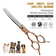 FnLune 6.5 Semi - Golden Fishbone Bent Tooth Scissors Pet - FnLune