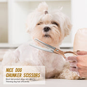 FnLune 6.5 Semi - Golden Fishbone Bent Tooth Scissors Pet - FnLune