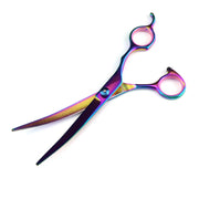 FnLune 7.0’ Colourful Electroplated 3pcs Pet Grooming Scissors Straight Scissors Set Free Steel Comb - FnLune