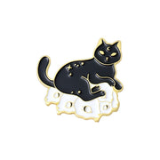 FnLune Animal Brooch Black and White Cat - FnLune