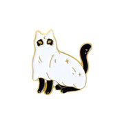 FnLune Animal Brooch Black and White Cat - FnLune