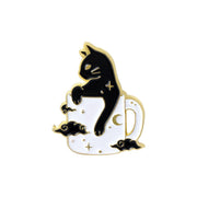 FnLune Animal Brooch Black and White Cat - FnLune