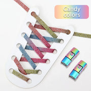 FnLune Elastic Laces Sneakers Colorful Press Lock Shoe laces without ties - FnLune
