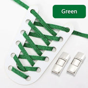 FnLune Elastic laces Sneakers Lock Shoe laces without ties Kids Adult Flat No Tie Shoelaces Rainbow Glitter Shoelace Shoes Accessories - FnLune