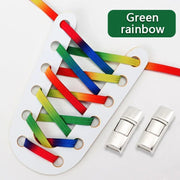 FnLune Elastic laces Sneakers Lock Shoe laces without ties Kids Adult Flat No Tie Shoelaces Rainbow Glitter Shoelace Shoes Accessories - FnLune
