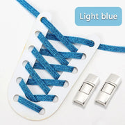 FnLune Elastic laces Sneakers Lock Shoe laces without ties Kids Adult Flat No Tie Shoelaces Rainbow Glitter Shoelace Shoes Accessories - FnLune