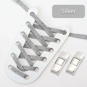 FnLune Elastic laces Sneakers Lock Shoe laces without ties Kids Adult Flat No Tie Shoelaces Rainbow Glitter Shoelace Shoes Accessories - FnLune