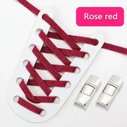 FnLune Elastic laces Sneakers Lock Shoe laces without ties Kids Adult Flat No Tie Shoelaces Rainbow Glitter Shoelace Shoes Accessories - FnLune