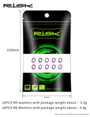 FnLune FnLune M5/M6 Flat Washer Gasket Titanium Alloy Bicycle Spacer for Mountain Road Bike Bolts Screws Nuts Ring Adjusting Gasket - FnLune