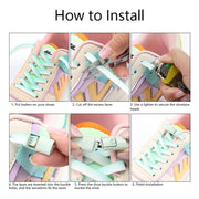 FnLune Gradient Elastic Laces Sneakers Colorful Press Lock Shoelaces Without ties - FnLune