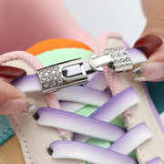 FnLune Gradient Elastic Laces Sneakers Diamond Cross Locks Shoelaces Without ties - FnLune