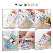 FnLune Gradient Elastic Laces Sneakers Diamond Cross Locks Shoelaces Without ties - FnLune