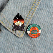FnLune Heart Outdoor Adventure Airline Tickets Hourglass Pin Brooch - FnLune