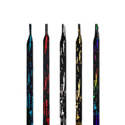 FnLune Hot Stamping Laces Black and White Rainbow Flat Laces Shoes Irregular Printing and Dyeing Sneakers Running Laces Replacement - FnLune