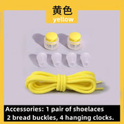 FnLune Lazy Bread Lace Buckle Elastic Shoelaces Round Locking No Tie Shoe Laces Kids Adult Quick Lazy Laces Rubber Sneakers Shoelace - FnLune