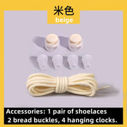 FnLune Lazy Bread Lace Buckle Elastic Shoelaces Round Locking No Tie Shoe Laces Kids Adult Quick Lazy Laces Rubber Sneakers Shoelace - FnLune
