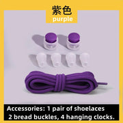 FnLune Lazy Bread Lace Buckle Elastic Shoelaces Round Locking No Tie Shoe Laces Kids Adult Quick Lazy Laces Rubber Sneakers Shoelace - FnLune
