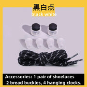 FnLune Lazy Bread Lace Buckle Elastic Shoelaces Round Locking No Tie Shoe Laces Kids Adult Quick Lazy Laces Rubber Sneakers Shoelace - FnLune