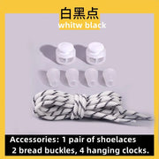 FnLune Lazy Bread Lace Buckle Elastic Shoelaces Round Locking No Tie Shoe Laces Kids Adult Quick Lazy Laces Rubber Sneakers Shoelace - FnLune