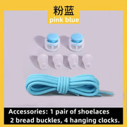 FnLune Lazy Bread Lace Buckle Elastic Shoelaces Round Locking No Tie Shoe Laces Kids Adult Quick Lazy Laces Rubber Sneakers Shoelace - FnLune