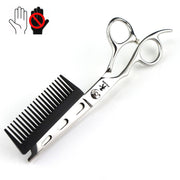 FnLune Left Hand 440C 6 Inch SILVER with Comb Hairdressing Scissors - FnLune