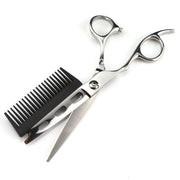FnLune Left Hand 440C 6 Inch SILVER with Comb Hairdressing Scissors - FnLune