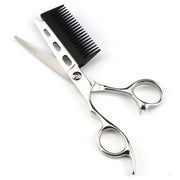 FnLune Left Hand 440C 6 Inch SILVER with Comb Hairdressing Scissors - FnLune