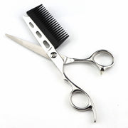 FnLune Left Hand 440C 6 Inch SILVER with Comb Hairdressing Scissors - FnLune