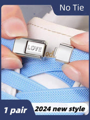 FnLune Love Press Lock Shoelaces Without Ties Colorful Lock Elastic Laces - FnLune