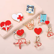 FnLune Medical Series Brooch Creative Stethoscope Electrocardiogram Male and Female Doctors - FnLune