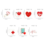 FnLune Medical Series Brooch Creative Stethoscope Electrocardiogram Male and Female Doctors - FnLune