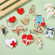 FnLune Medical Series Brooch Creative Stethoscope Electrocardiogram Male and Female Doctors - FnLune